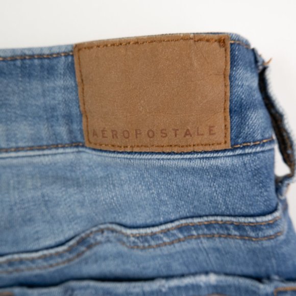 AEROPOSTALE High Waisted Midi shorts distressed stretch jean short size 0 - Picture 7 of 9